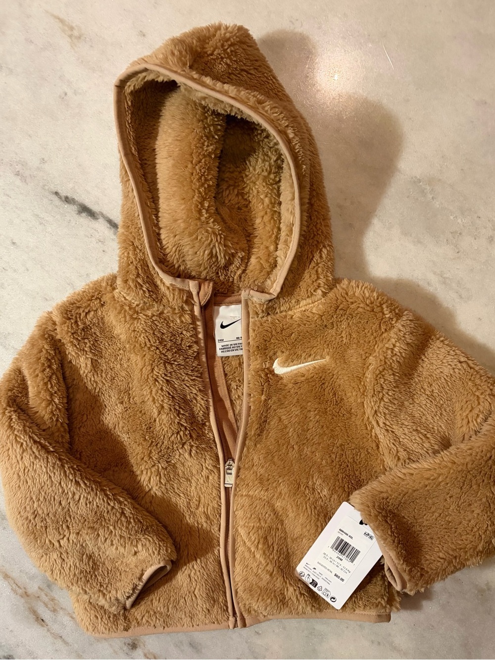 Nike Brown Plush Hooded Zip Jacket